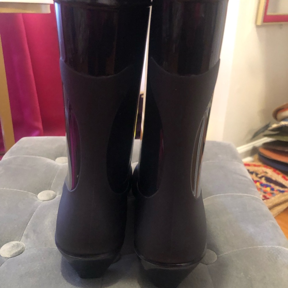 New Jeffrey Campbell Shiny Blue Rain Boots - Picture 7 of 11